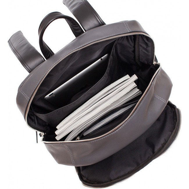 Кожаный рюкзак для ноутбука Lakestone Faber Grey/Black Серый/Черный - фото №5