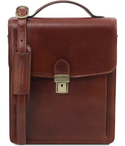 Большая кожаная барсетка Tuscany Leather David TL141424 Коричневый- фото №1