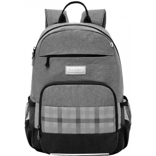 Школьный рюкзак Grizzly RB-155-1 серый-черный - фото №2