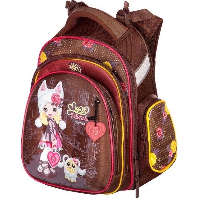 Рюкзак для школы Hummingbird Kids Лучшие Друзья коричневый - фото №1