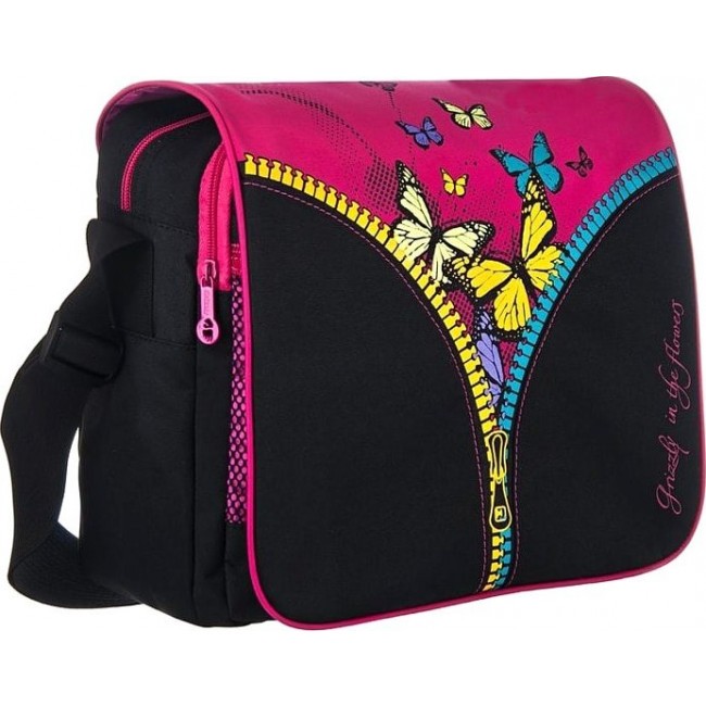 Молодежная сумка Grizzly MD-410-3 Черный-розовый - фото №2