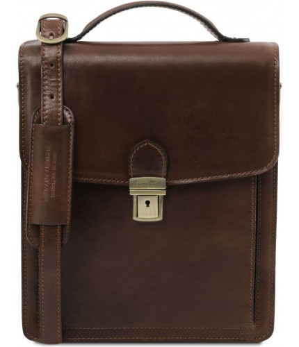 Большая кожаная барсетка Tuscany Leather David TL141424 Темно-коричневый- фото №1