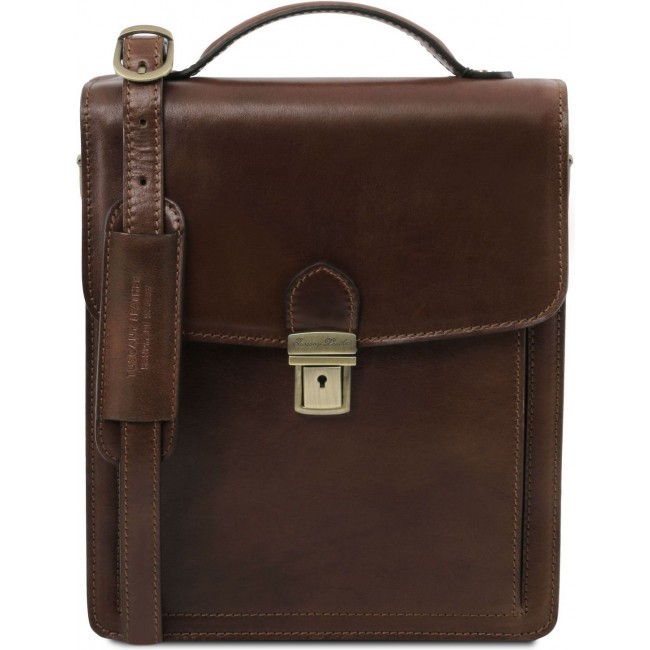 Большая кожаная барсетка Tuscany Leather David TL141424 Темно-коричневый - фото №1