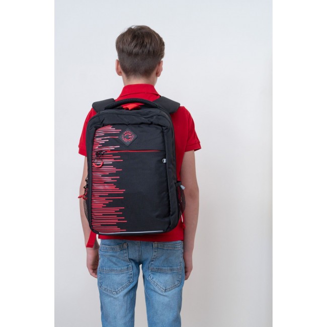 Рюкзак школьный Grizzly RB-256-6 черный-красный - фото №16