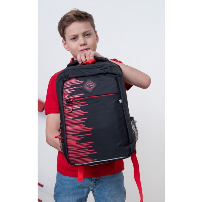 Рюкзак школьный Grizzly RB-256-6 черный-красный - фото №18