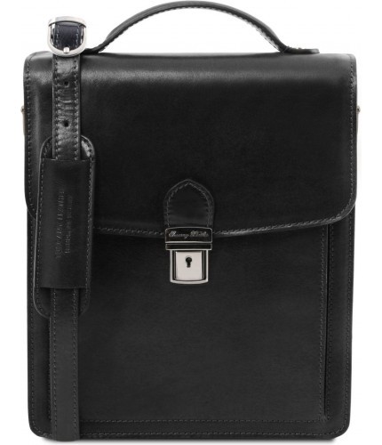 Большая кожаная барсетка Tuscany Leather David TL141424 Черный- фото №1