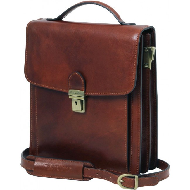 Кожаная барсетка Tuscany Leather David TL141425 Коричневый - фото №1
