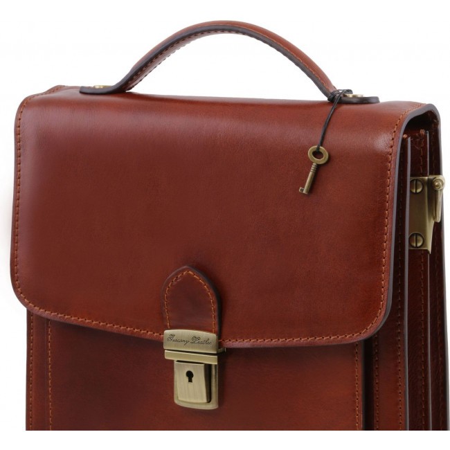 Кожаная барсетка Tuscany Leather David TL141425 Коричневый - фото №6