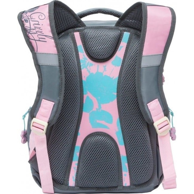 Рюкзак для девочки с бабочками Grizzly RG-760-1 Собака Серый - Розовый - фото №3