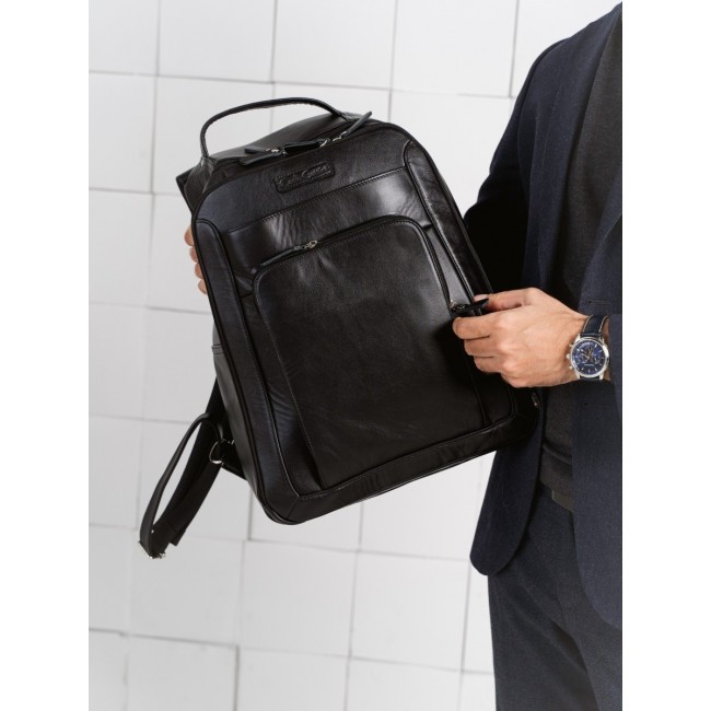 Мужской кожаный рюкзак Carlo Gattini Montemoro 3044-01 Черный - фото №5