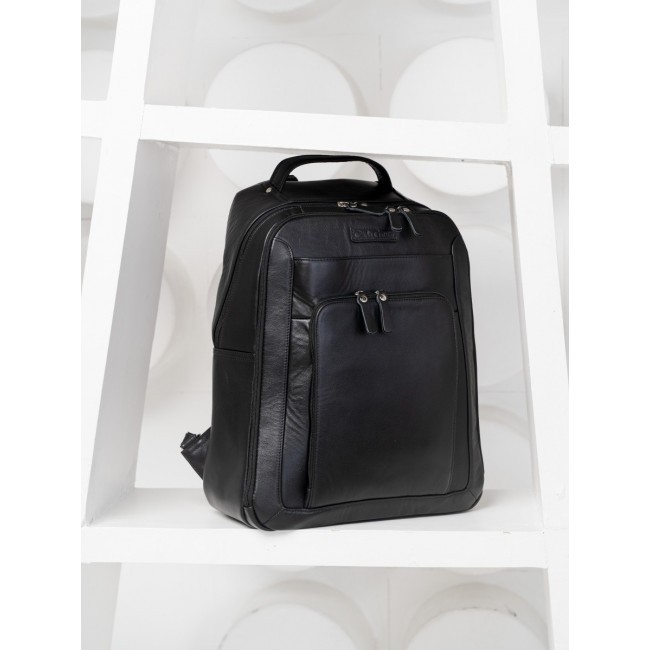 Мужской кожаный рюкзак Carlo Gattini Montemoro 3044-01 Черный - фото №7