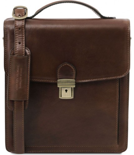 Кожаная барсетка Tuscany Leather David TL141425 Темно-коричневый- фото №1