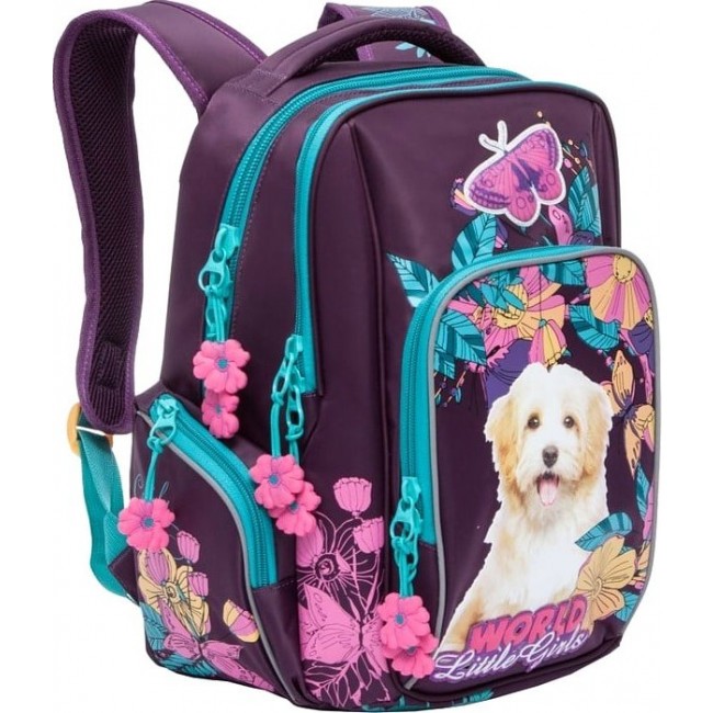 Рюкзак Grizzly RG-760-1 Фиолетовый - Бирюза (собака и бабочки) - фото №2