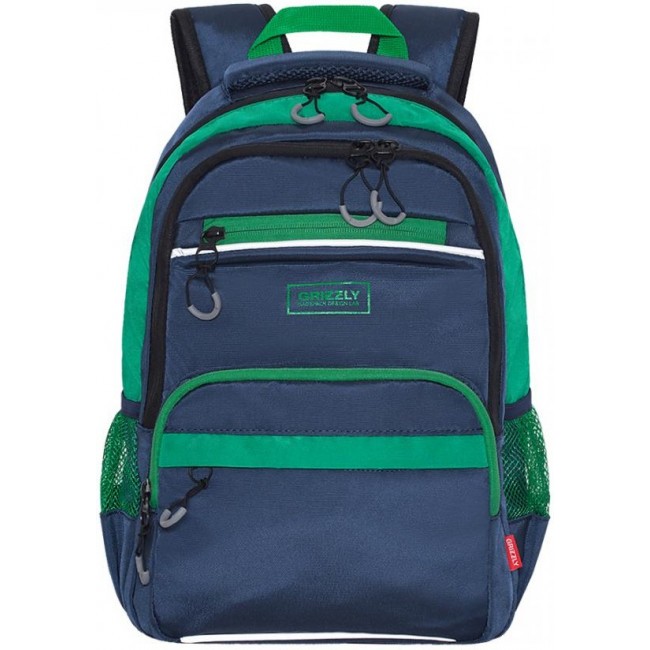Рюкзак школьный Grizzly RB-054-5 синий-зеленый - фото №1