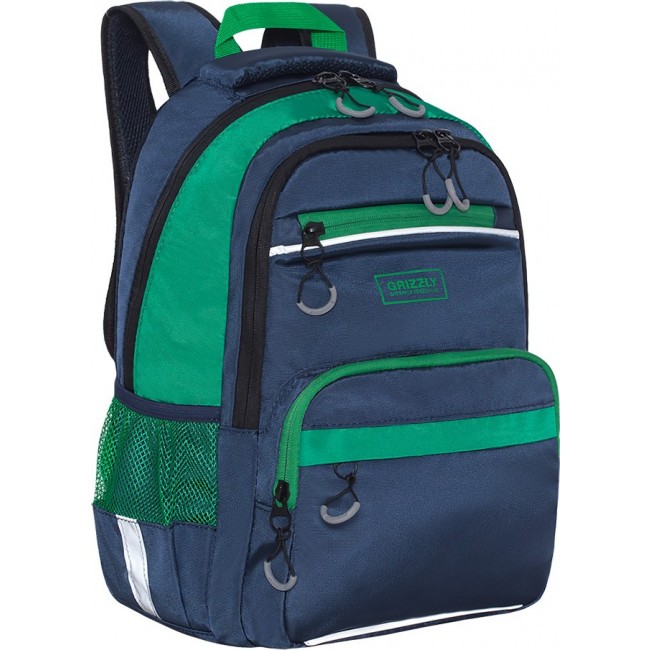 Рюкзак школьный Grizzly RB-054-5 синий-зеленый - фото №2
