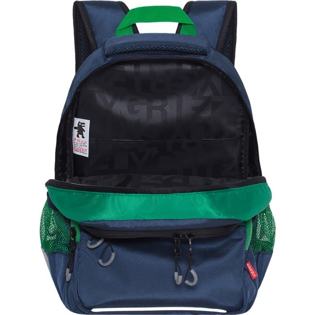 Рюкзак школьный Grizzly RB-054-5 синий-зеленый - фото №4