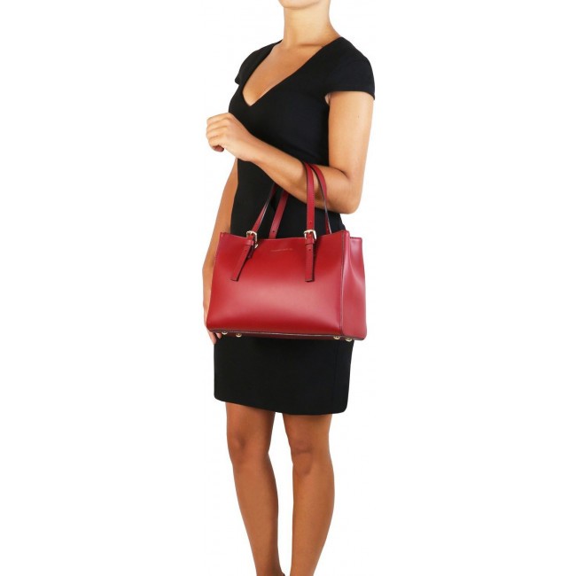Женская кожаная сумка Tuscany Leather Aura TL141434 Bordeaux - фото №9