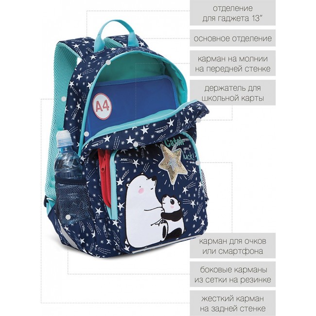 Рюкзак школьный Grizzly RG-164-2 синий - фото №7