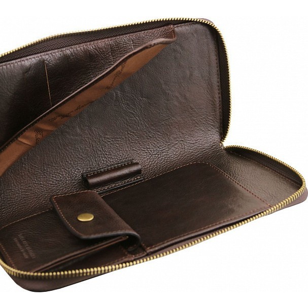 Клатч Tuscany Leather Exclusive leather travel document case TL141663 Темно-коричневый - фото №4