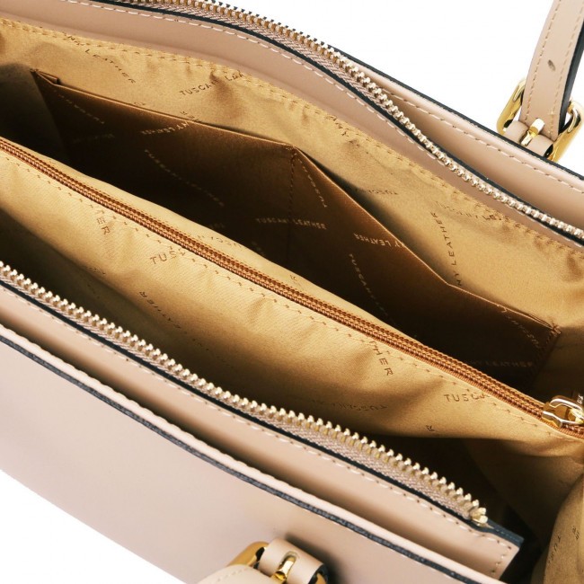 Женская кожаная сумка Tuscany Leather Aura TL141434 Champagne - фото №4