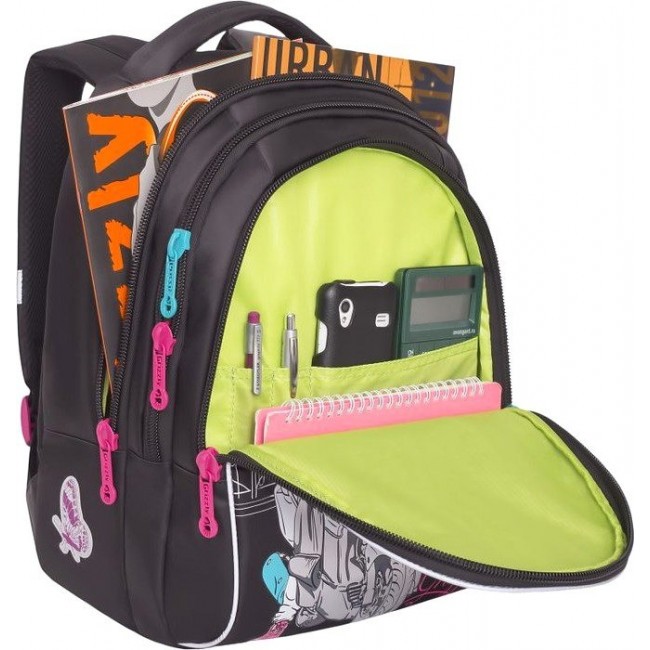 Школьный рюкзак для подростка девочки Grizzly RG-768-3 Девушка черный - фото №4