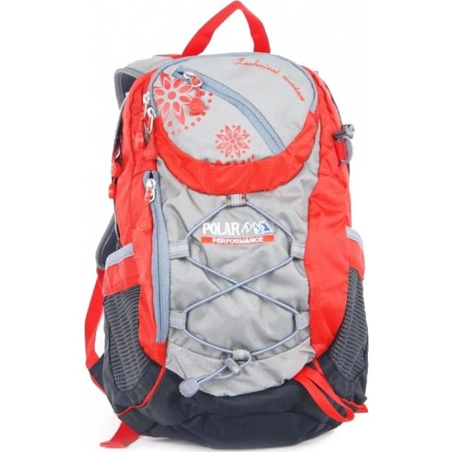 Рюкзак красный для спорта Polar П1586 Красный с цветочками - фото №2