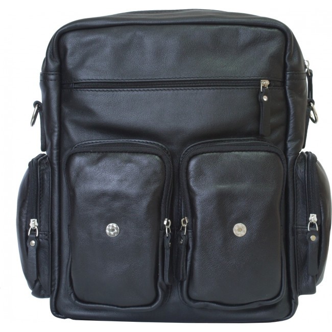 Мужской рюкзак из натуральной кожи Carlo Gattini Fiorentino 3003-01 Черный - фото №5