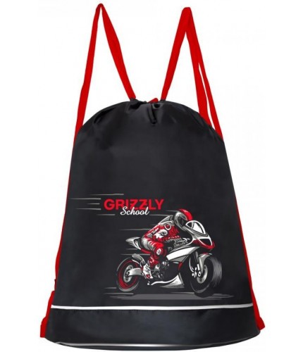 Мешок для обуви Grizzly OM-11-3 мотоциклист-красный- фото №1