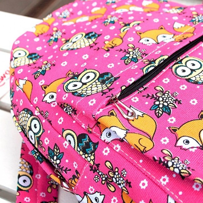 Рюкзак Kawaii Factory The Foxy Owl Ярко-розовый с совами - фото №3