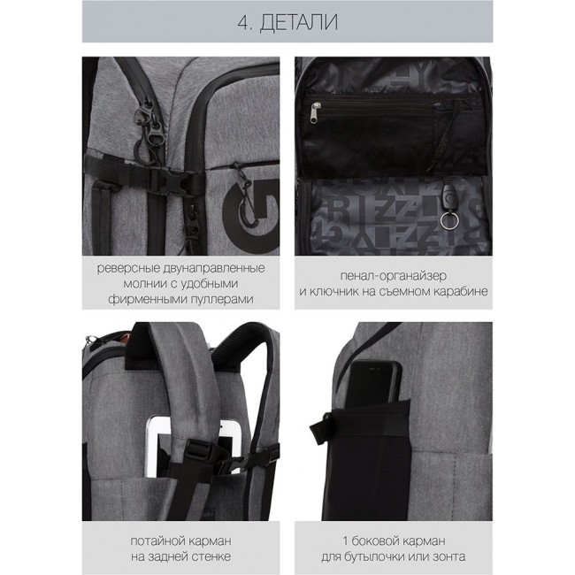 Рюкзак Grizzly RQ-019-21 черный-серый - фото №12