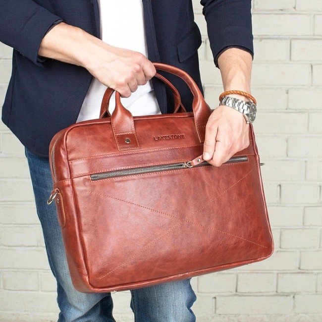 Мужская сумка Lakestone Bartley Рыжий - фото №7
