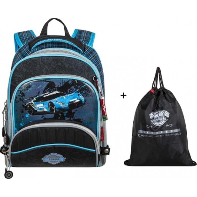 Рюкзак Across ACR18-178 Скоростная машинка (черно-голубой) - фото №2