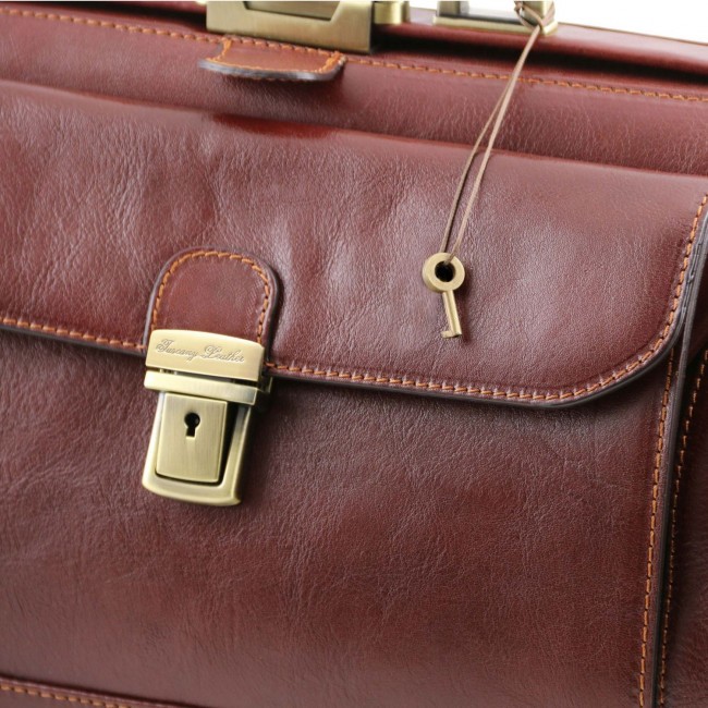 Кожаная сумка доктора Tuscany Leather Giotto TL141297 Темно-коричневый - фото №5
