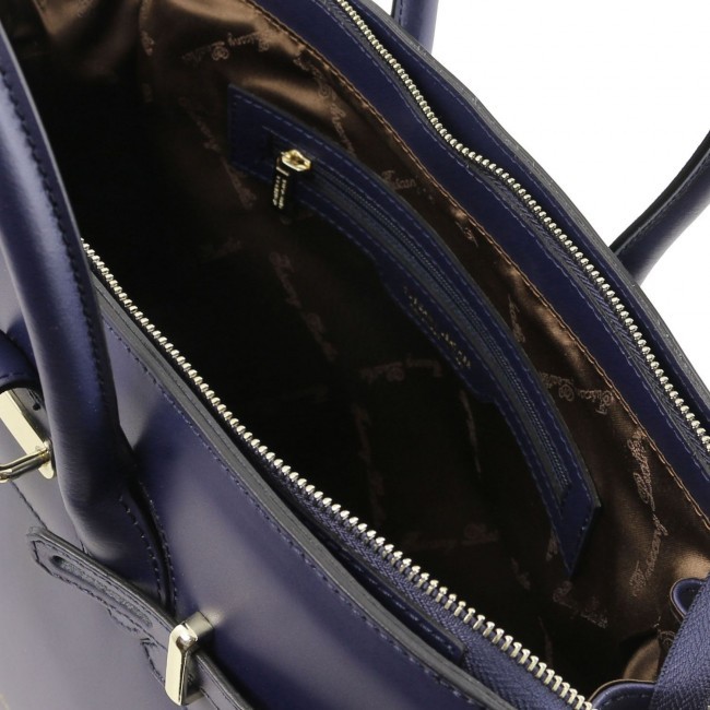 Женская кожаная сумка Tuscany Leather Elettra TL141548 Темно-синий - фото №6