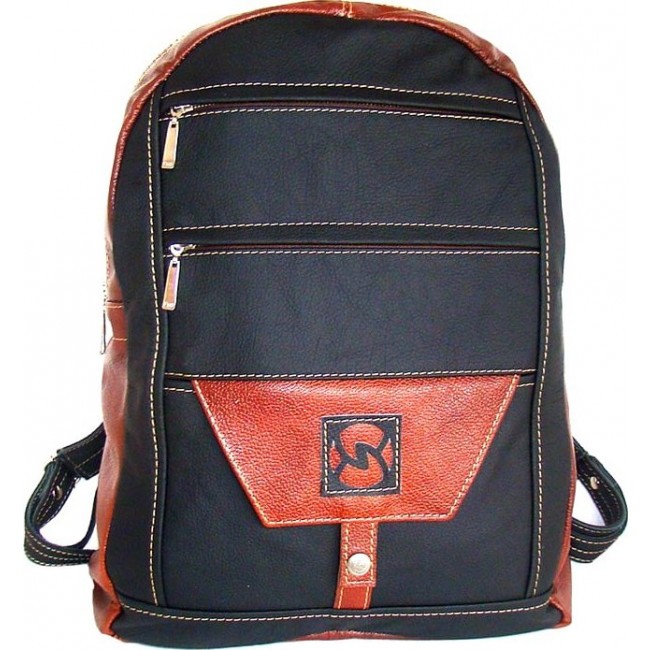 Рюкзак из кожи Sofitone RM 008 D4-B6 Черный-Рыжий - фото №1