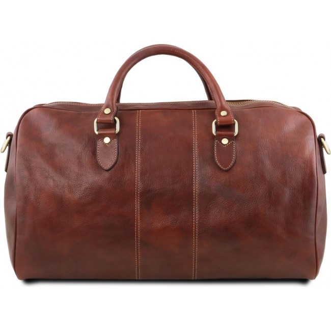 Дорожная кожаная сумка Tuscany Leather Lisbona даффл большой размер TL141657 Коричневый - фото №2