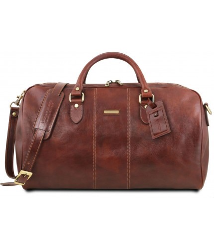Дорожная кожаная сумка Tuscany Leather Lisbona даффл большой размер TL141657 Коричневый- фото №1