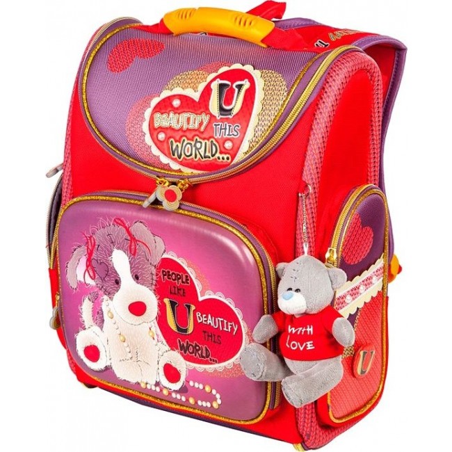 Школьный рюкзак с щенком Hummingbird K Любимый Щенок красный - фото №1
