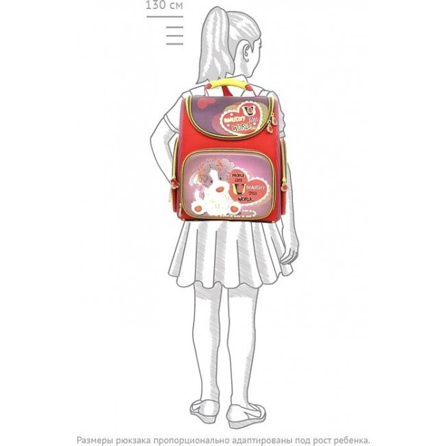 Школьный рюкзак с щенком Hummingbird K Любимый Щенок красный - фото №5