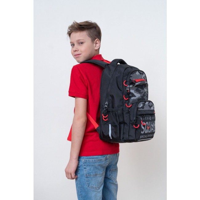 Рюкзак школьный Grizzly RB-254-3 черный-красный - фото №12