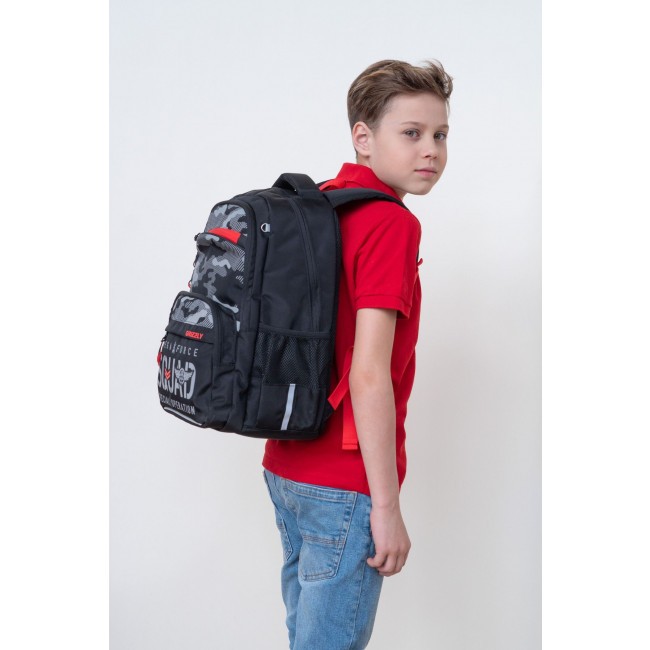 Рюкзак школьный Grizzly RB-254-3 черный-красный - фото №13