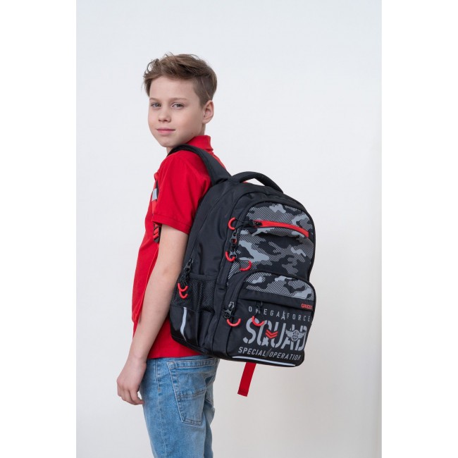 Рюкзак школьный Grizzly RB-254-3 черный-красный - фото №15