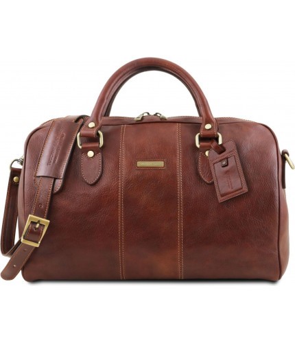 Дорожная кожаная сумка Tuscany Leather Lisbona даффл маленький размер TL141658 Коричневый- фото №1