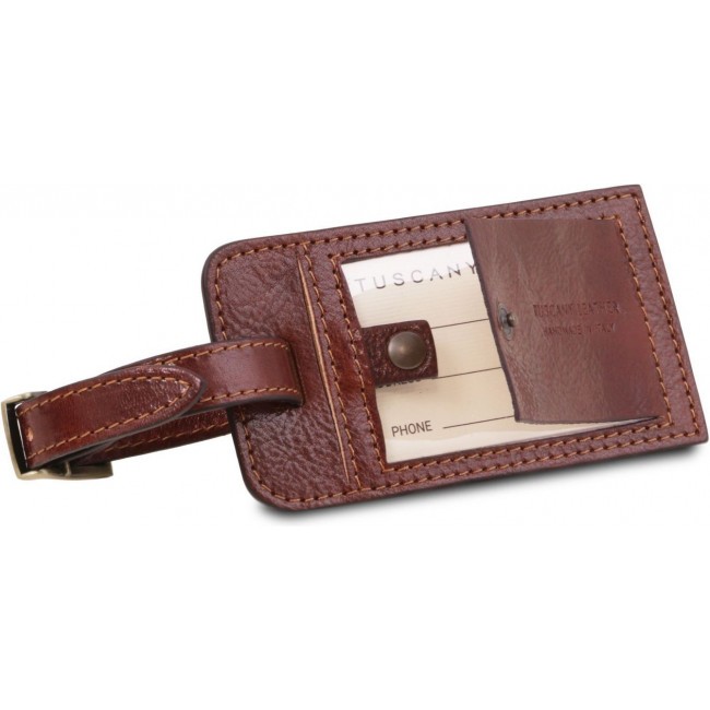 Дорожная кожаная сумка Tuscany Leather Lisbona даффл маленький размер TL141658 Коричневый - фото №9