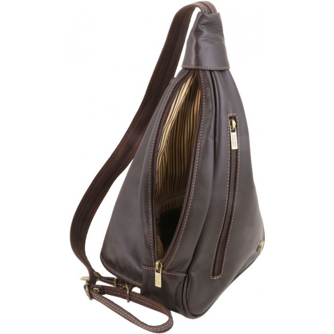 Рюкзак из мягкой кожи Tuscany Leather Hanoi TL140966 Темно-коричневый - фото №5