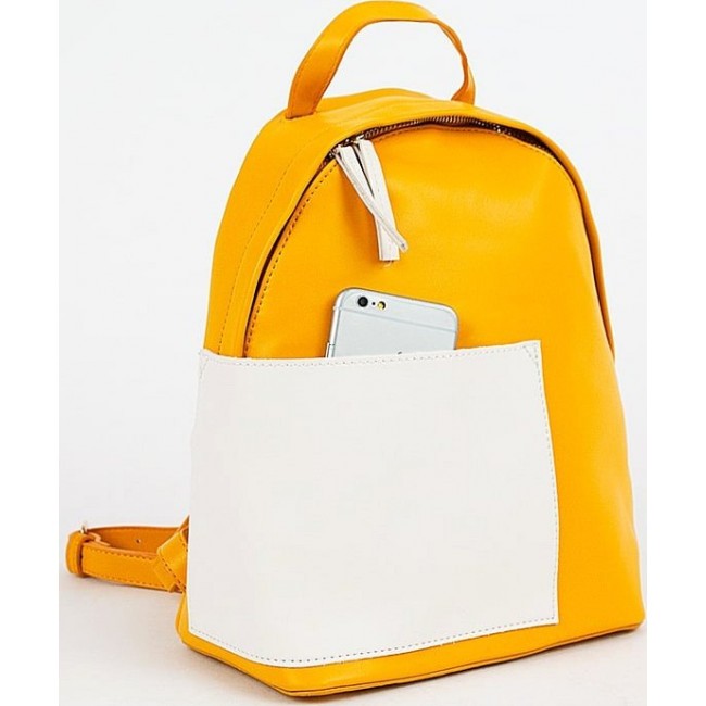 Оригинальный кожаный рюкзак Kawaii Factory Белый квадрат Желтый - фото №2
