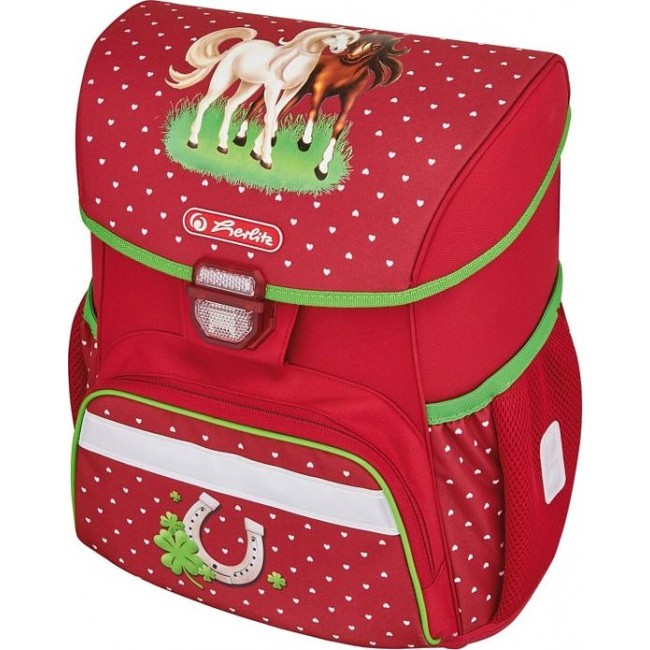Школьный рюкзак Herlitz Loop Лошадки (красный) - фото №1