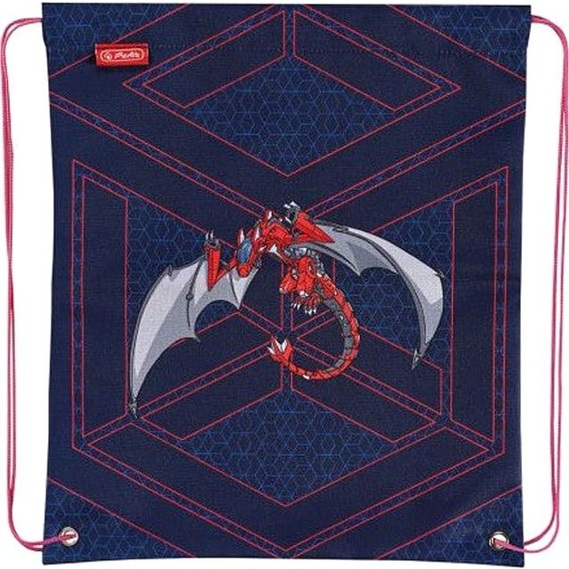 Школьный рюкзак с комплектом Herlitz Loop plus Красный робо дракон - фото №4