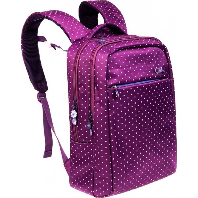 Рюкзак в горошек для девушки Grizzly RD-649-1 Фиолетовый - фото №2