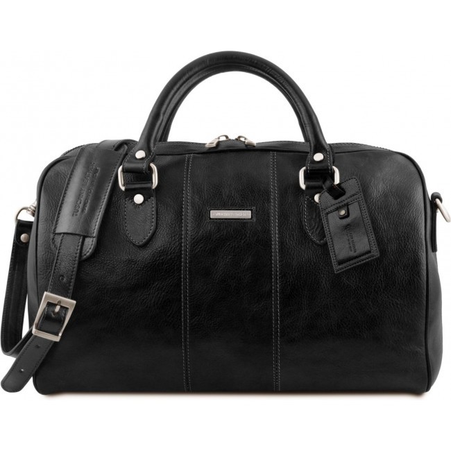 Дорожная кожаная сумка Tuscany Leather Lisbona даффл маленький размер TL141658 Черный - фото №1